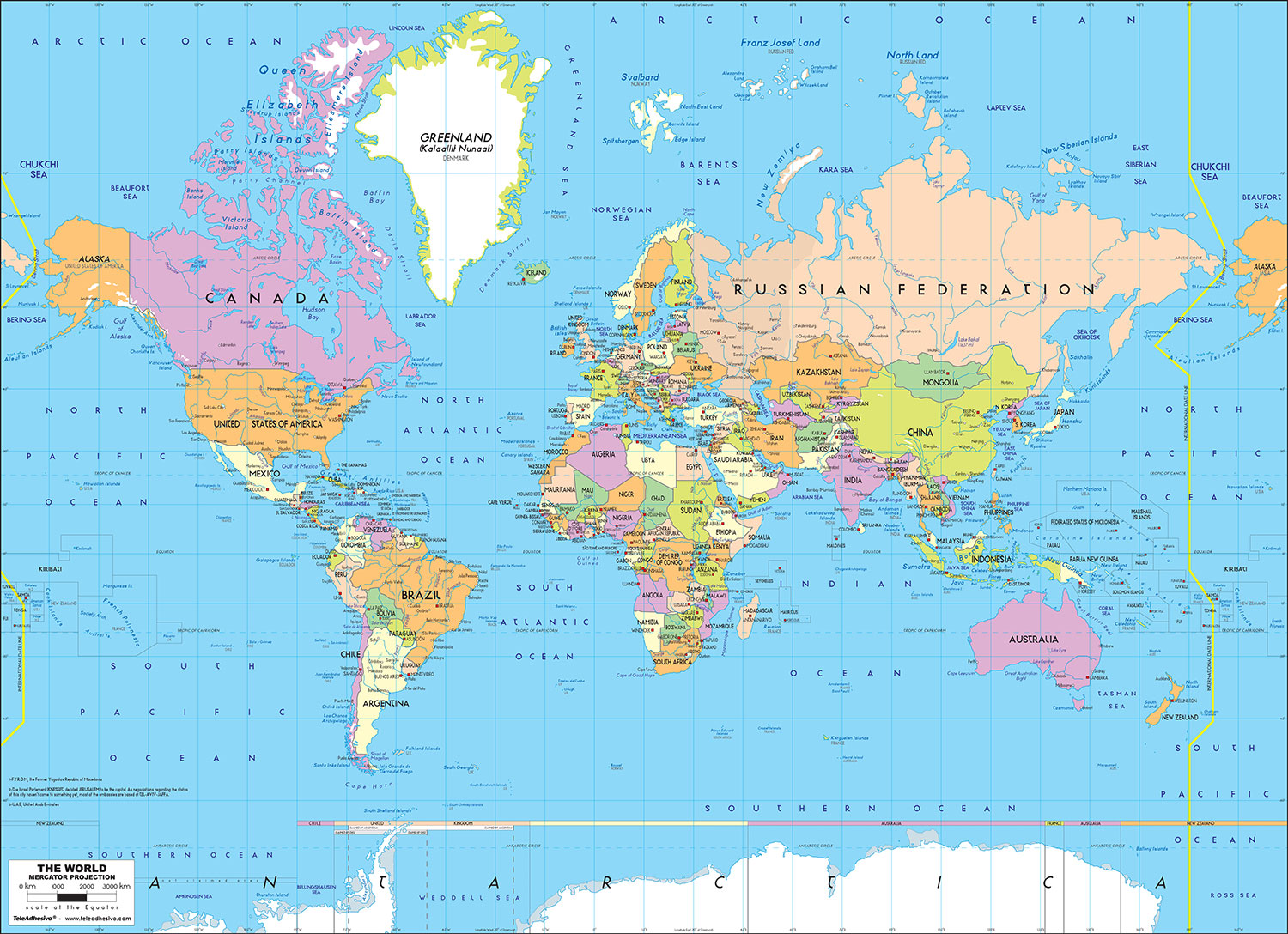 Wall Murals: Political World Map