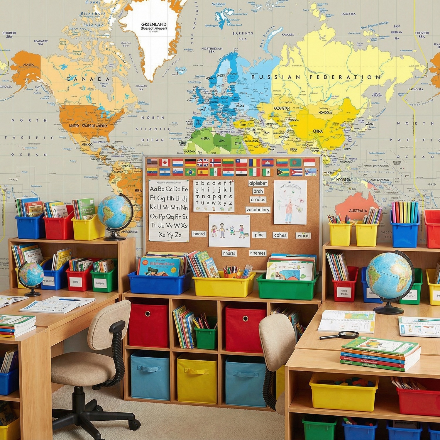 Wall Murals: Political World Map Continents