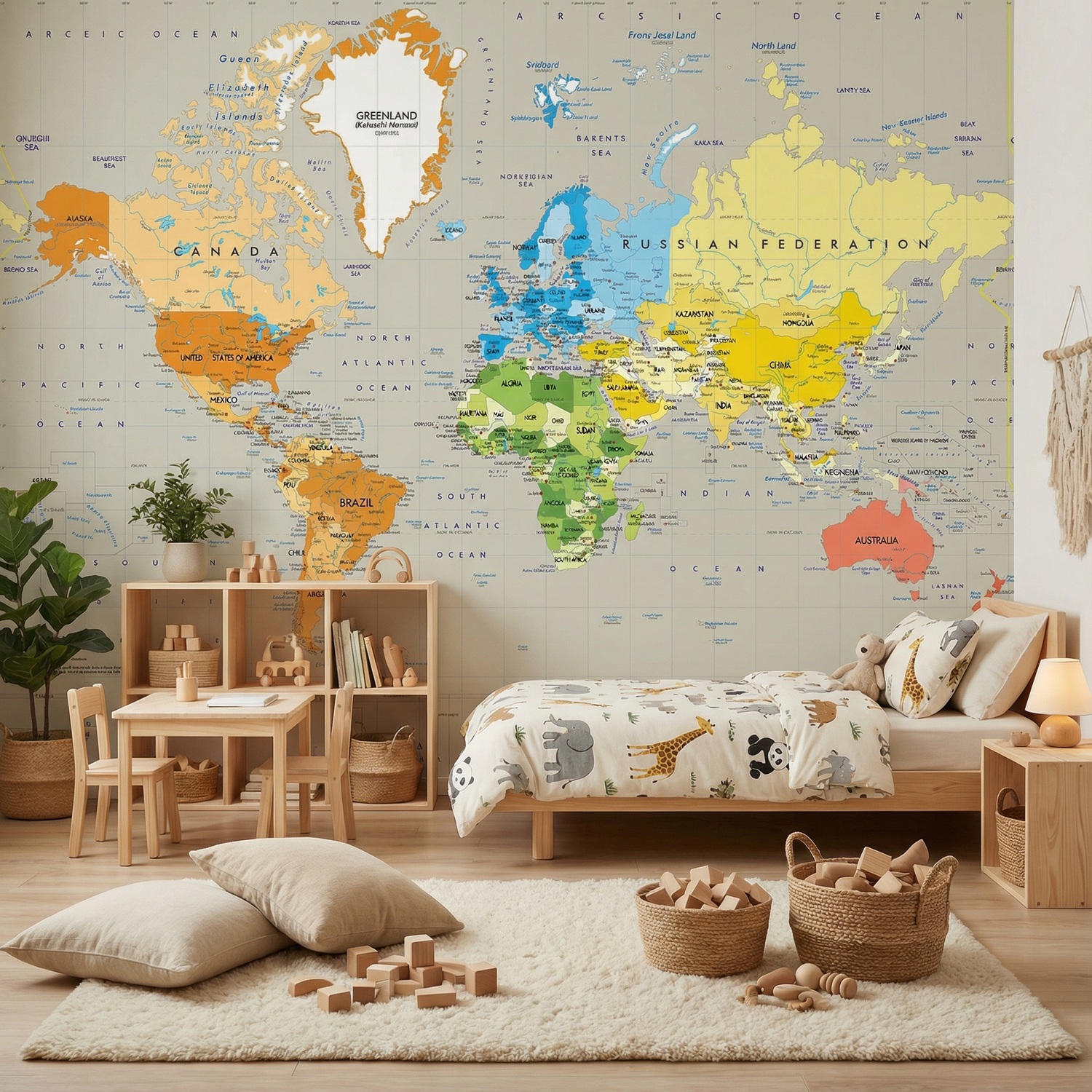Wall Murals: Political World Map Continents