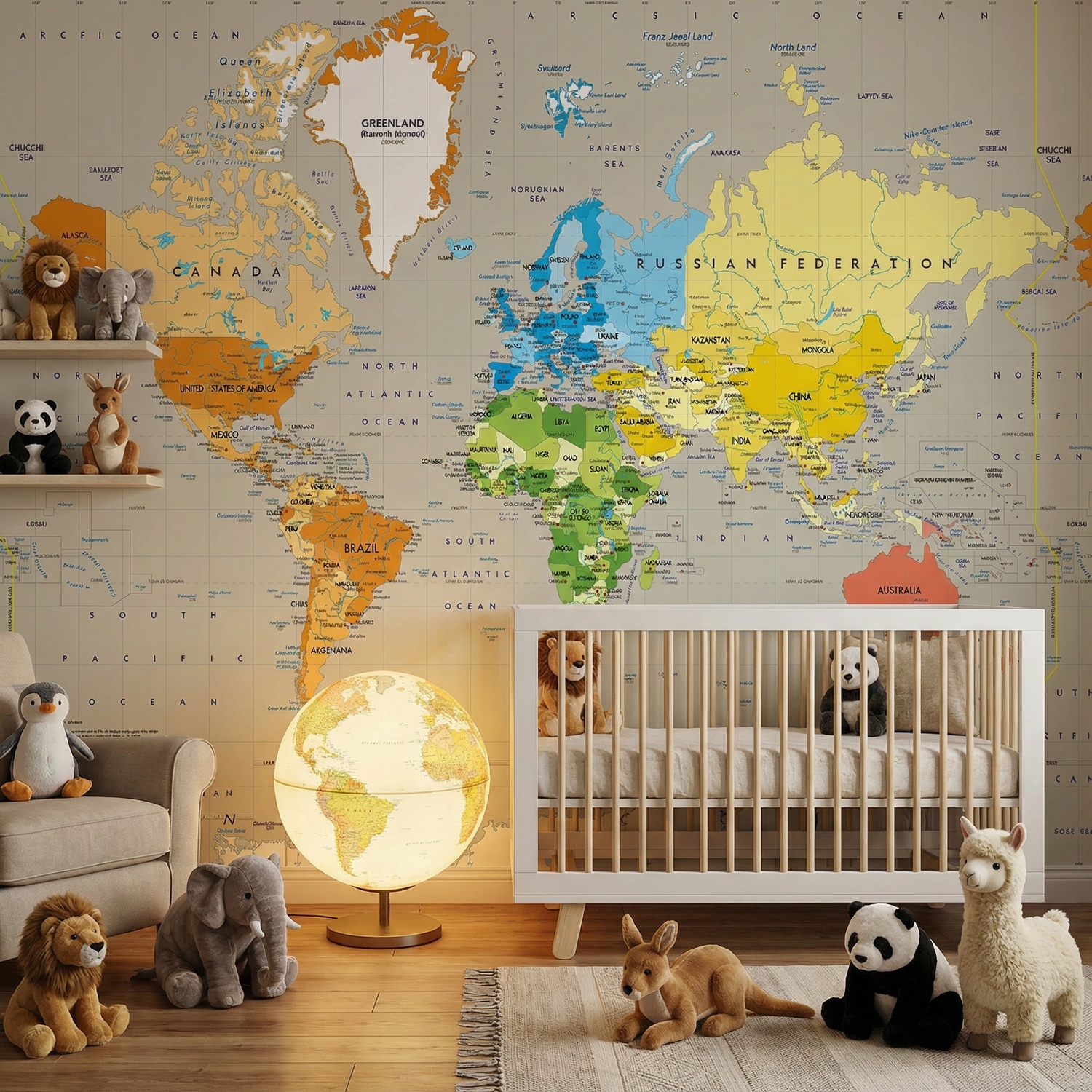 Wall Murals: Political World Map Continents