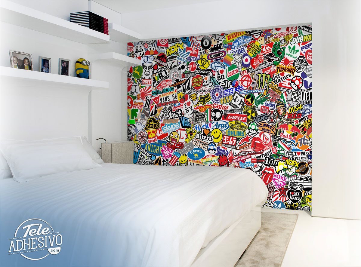 Wall Murals: StickerBomb mural 2