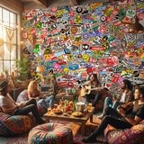 Wall Murals: StickerBomb mural 17