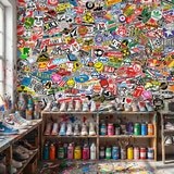 Wall Murals: StickerBomb mural 8