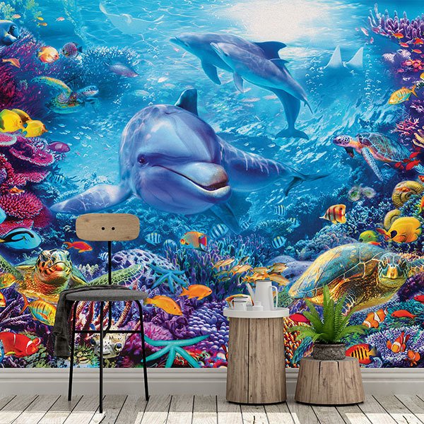Wall Murals: Dolphins under the sea
