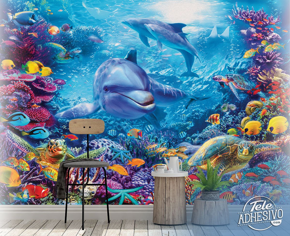 Wall Murals: Dolphins under the sea