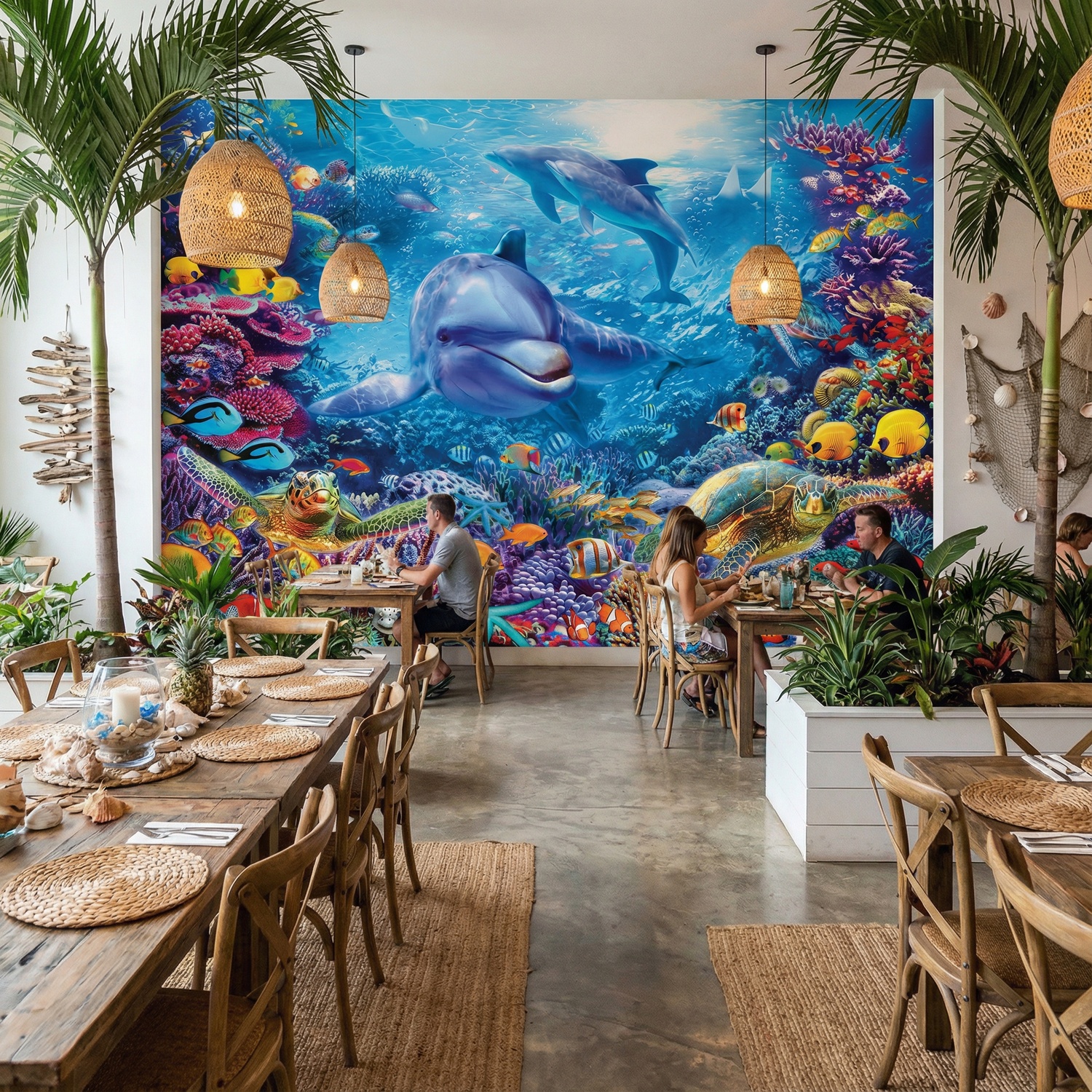 Wall Murals: Dolphins under the sea
