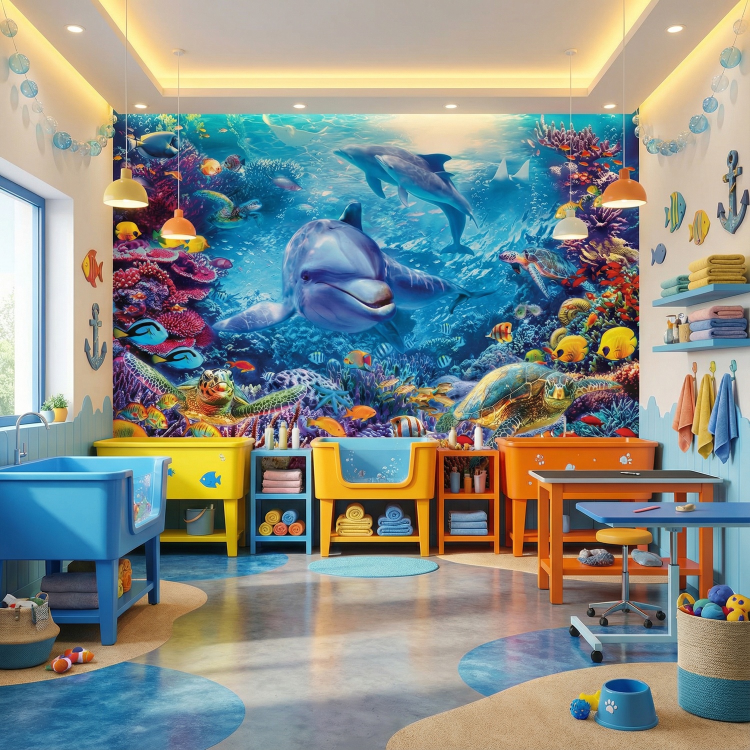 Wall Murals: Dolphins under the sea