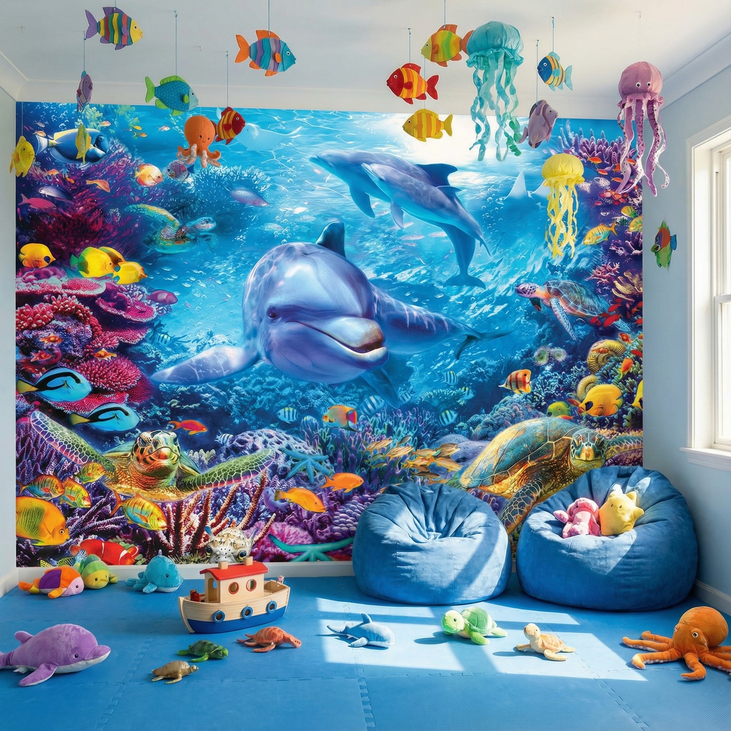 Wall Murals: Dolphins under the sea