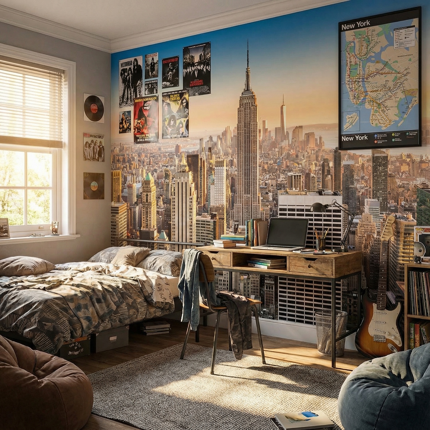 Wall Murals: Downtown Manhattan at sunset