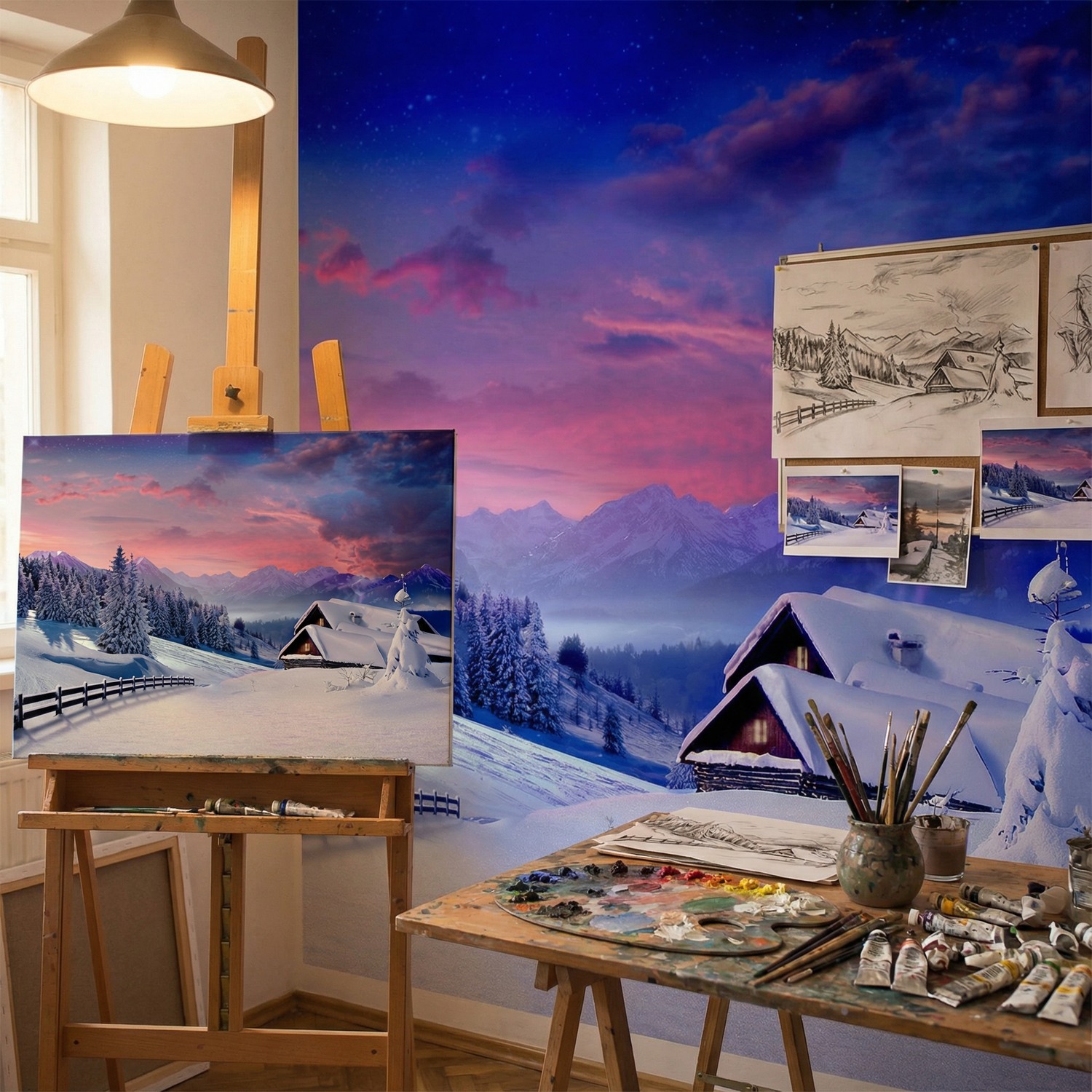 Wall Murals: Cottage in the Alps