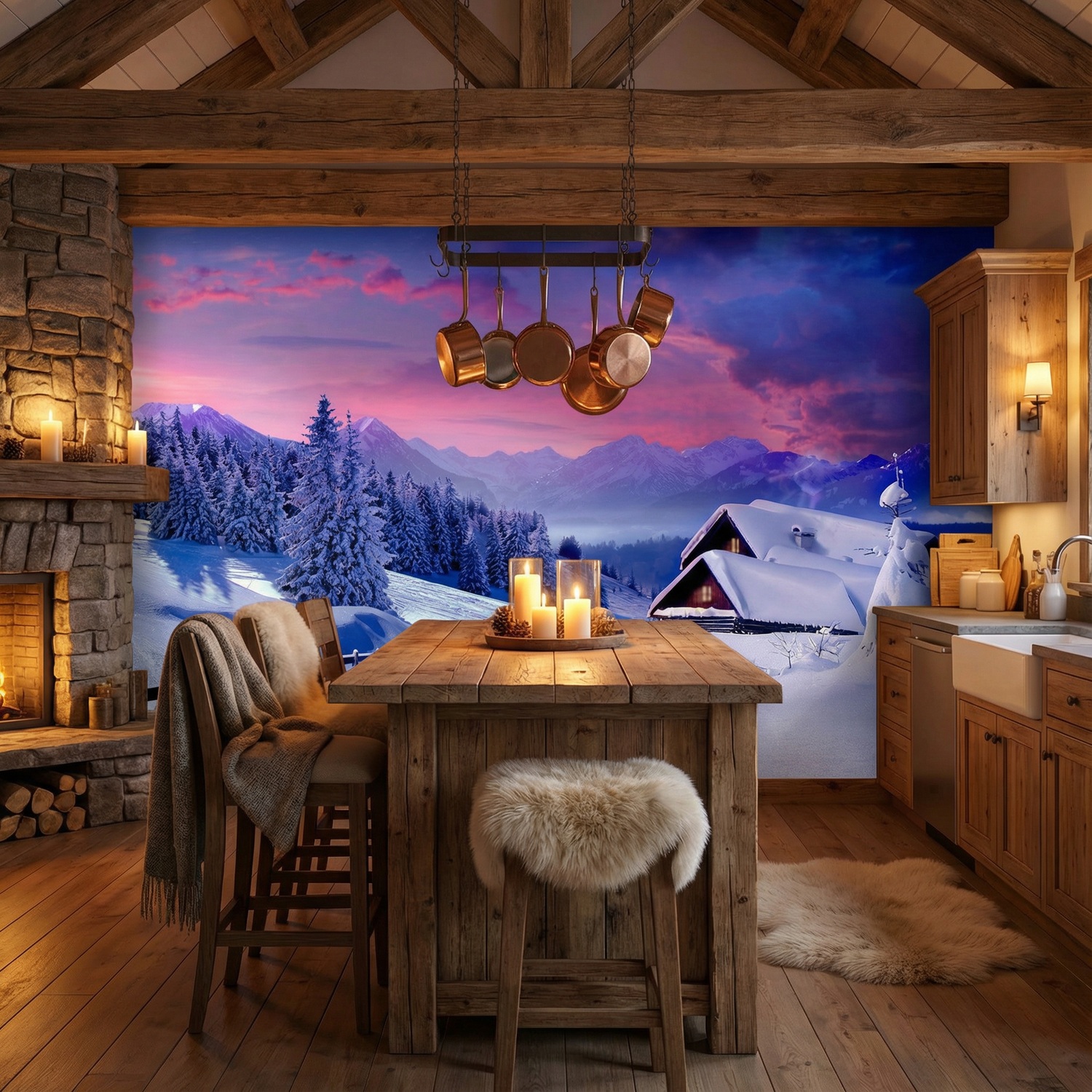 Wall Murals: Cottage in the Alps