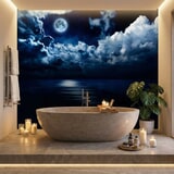 Wall Murals: Full moon over the ocean 3