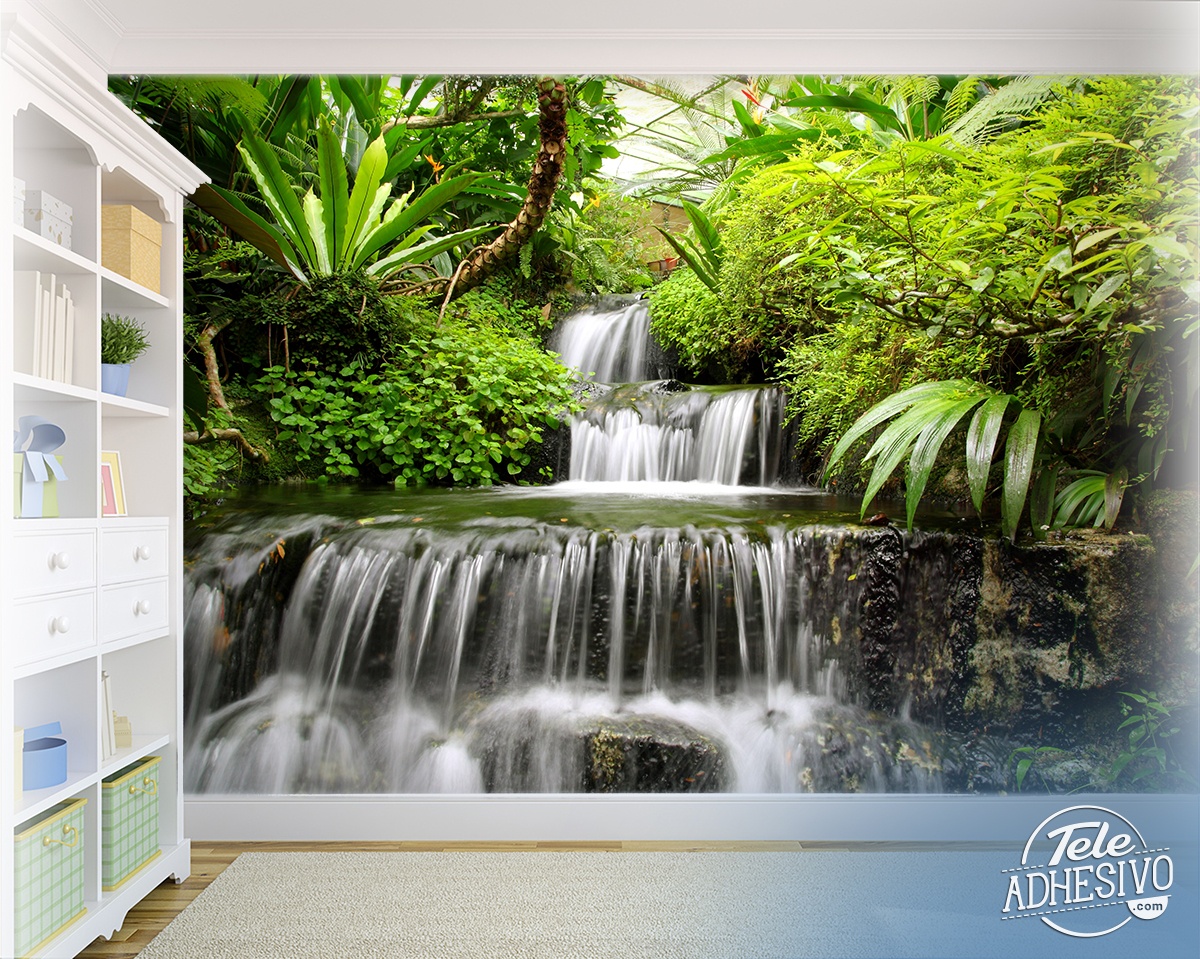 Wall Murals: Waterfalls in the tropical garden