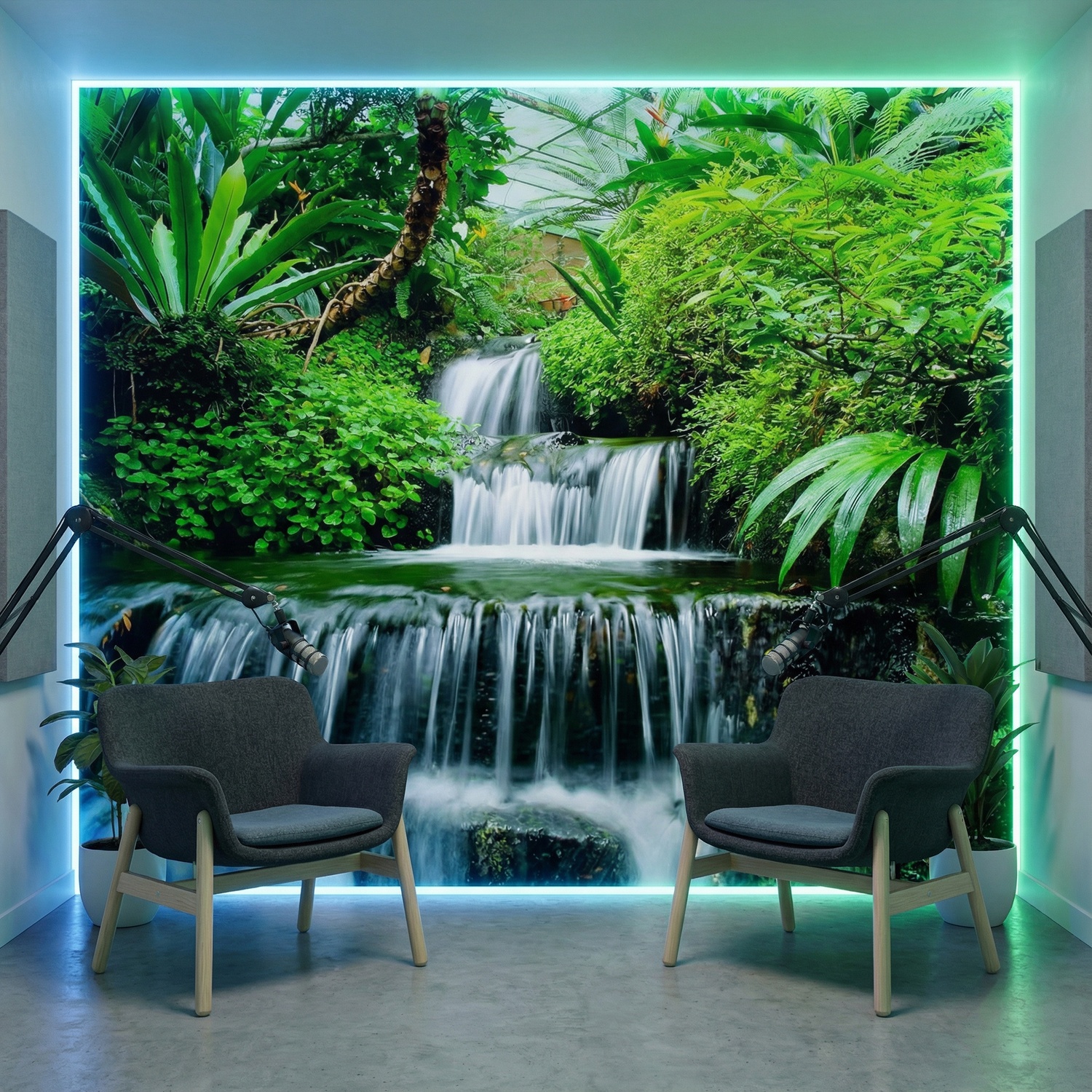 Wall Murals: Waterfalls in the tropical garden