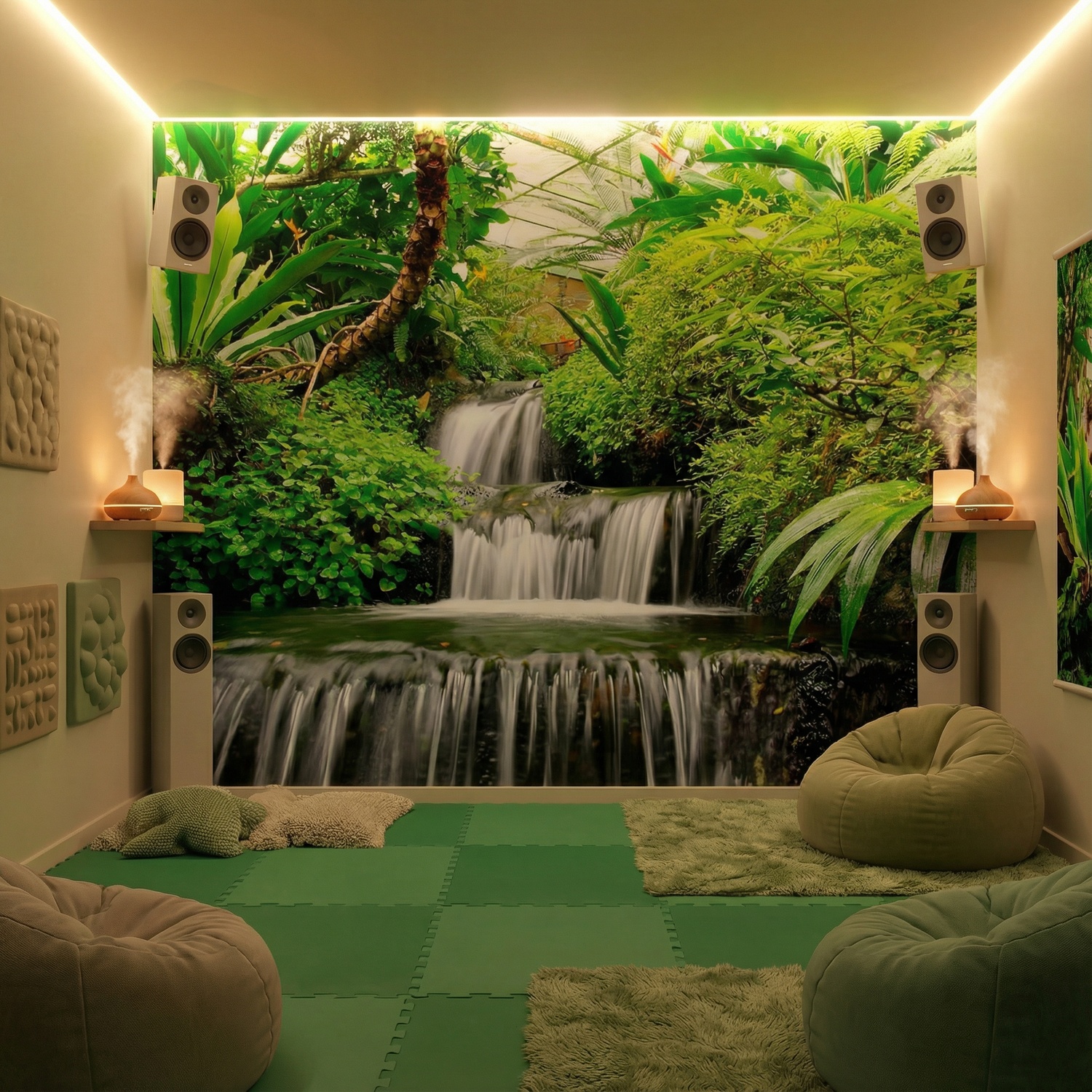 Wall Murals: Waterfalls in the tropical garden