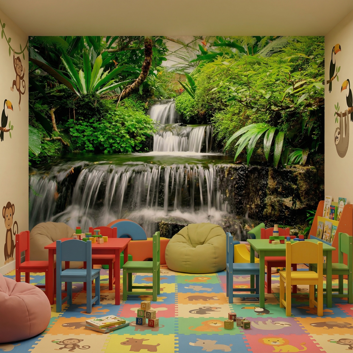 Wall Murals: Waterfalls in the tropical garden
