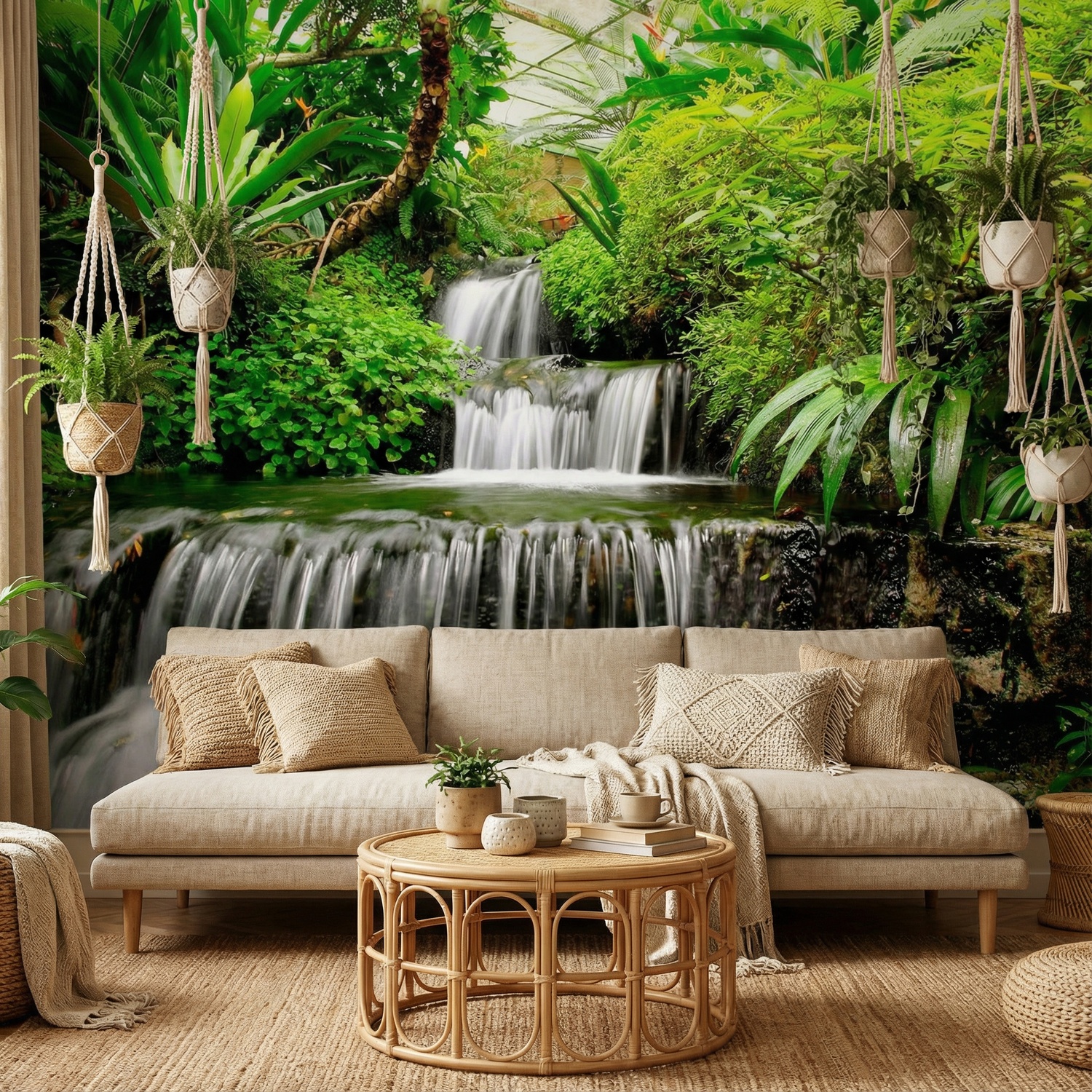 Wall Murals: Waterfalls in the tropical garden