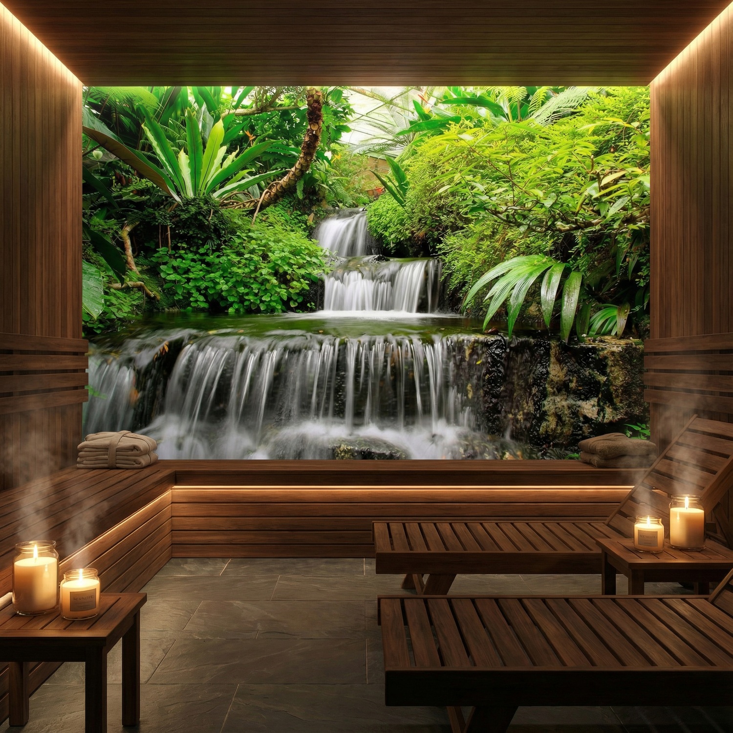 Wall Murals: Waterfalls in the tropical garden