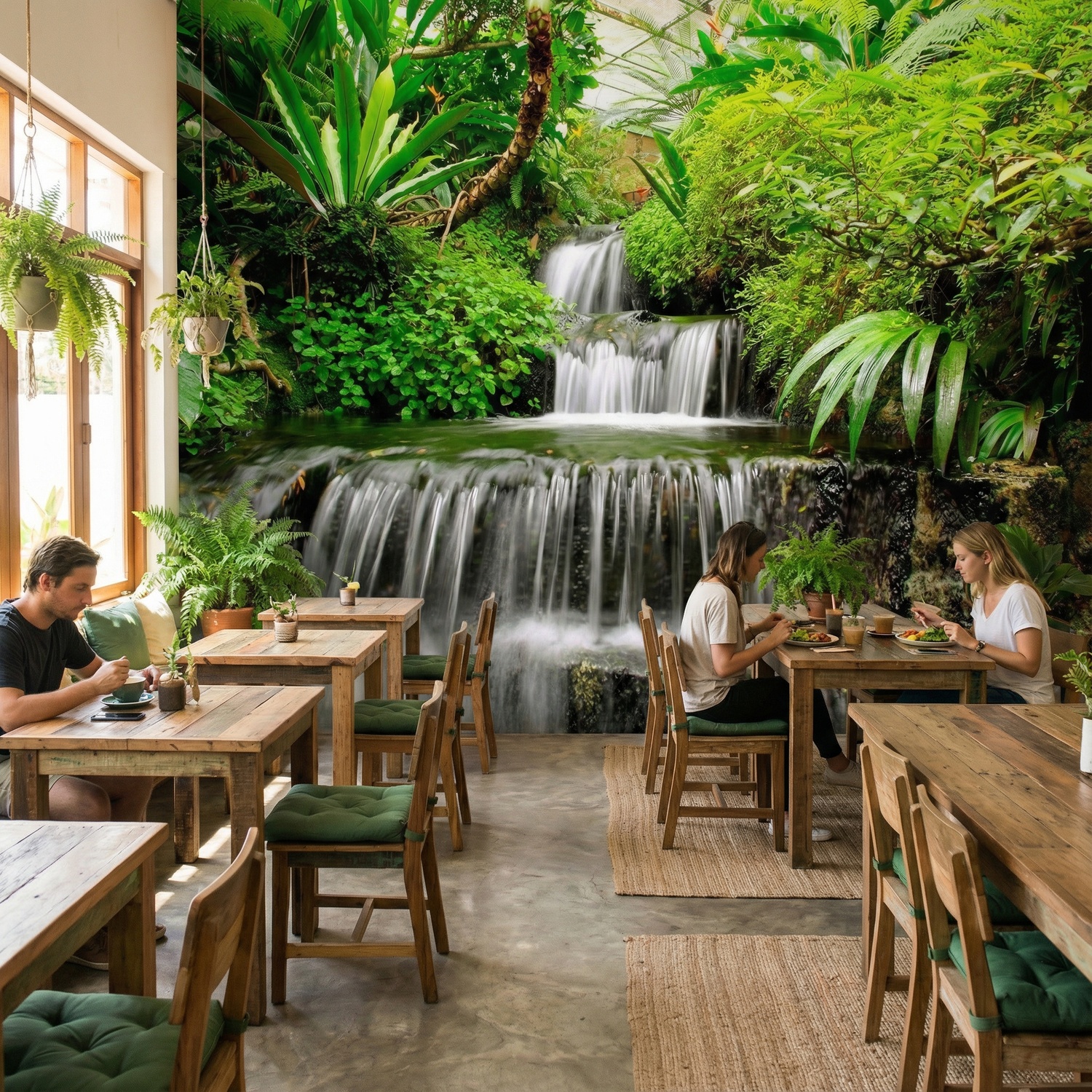 Wall Murals: Waterfalls in the tropical garden