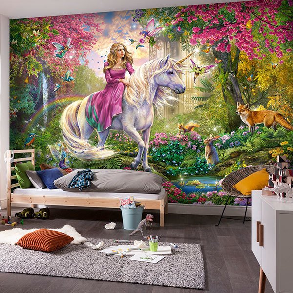 Wall Murals: The princess of the unicorn 0