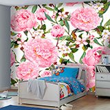 Wall Murals: Watercolour peonies 2