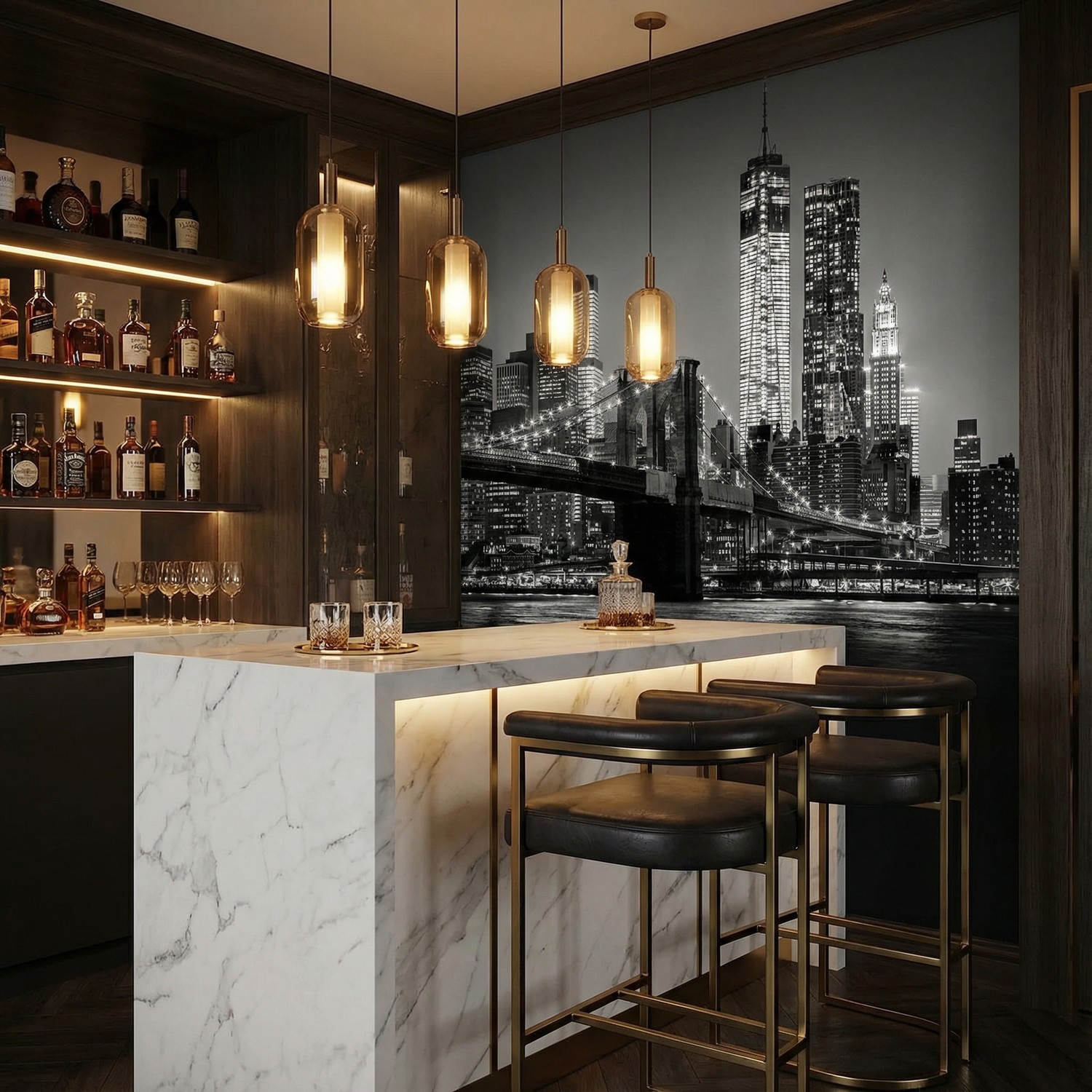 Wall Murals: Manhattan in black and white