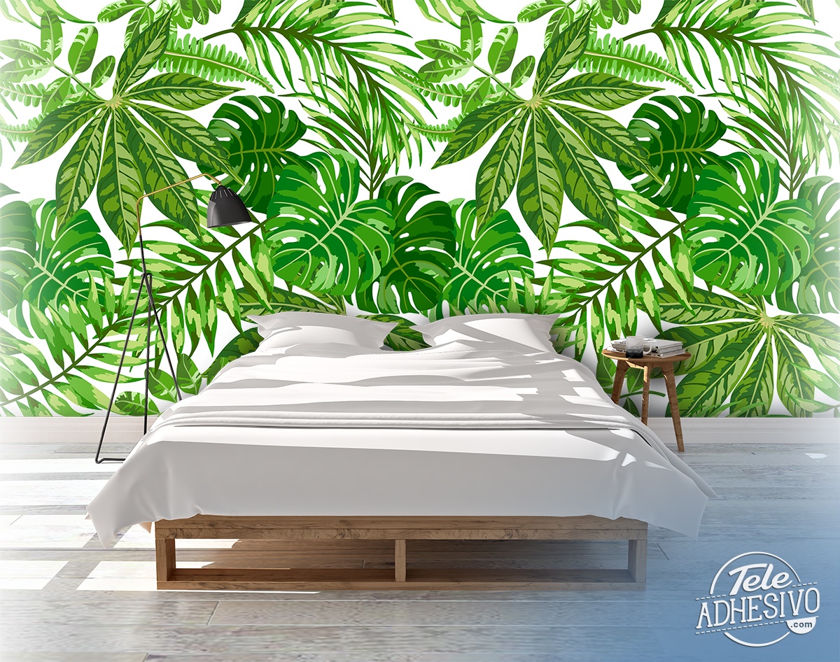 Wall Murals: Printed of green leaves