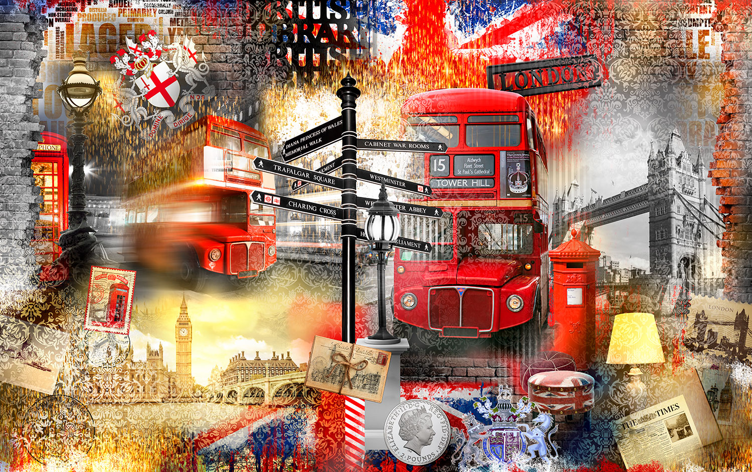 Wall Murals: Collage London tourist