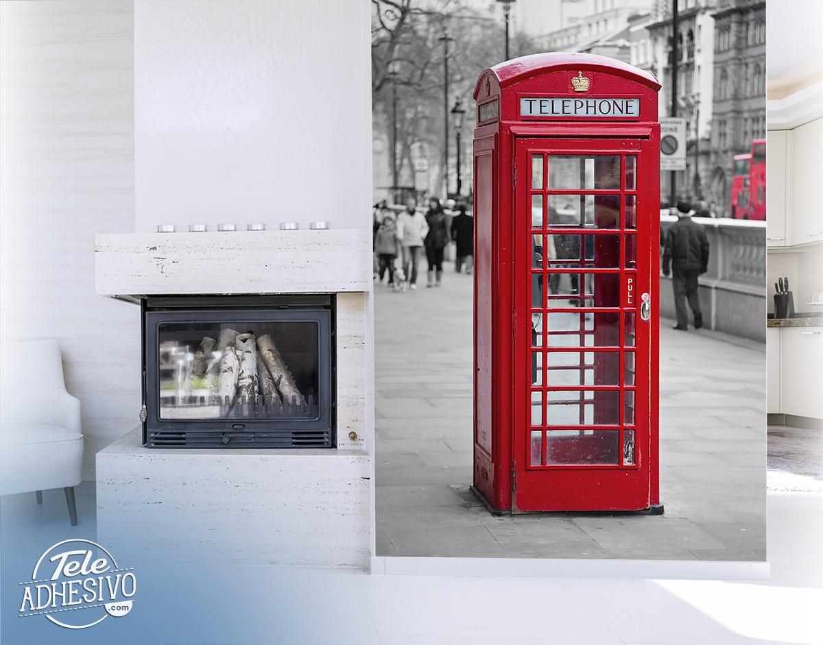 Wall Murals: Telephone booth in Oxford Street