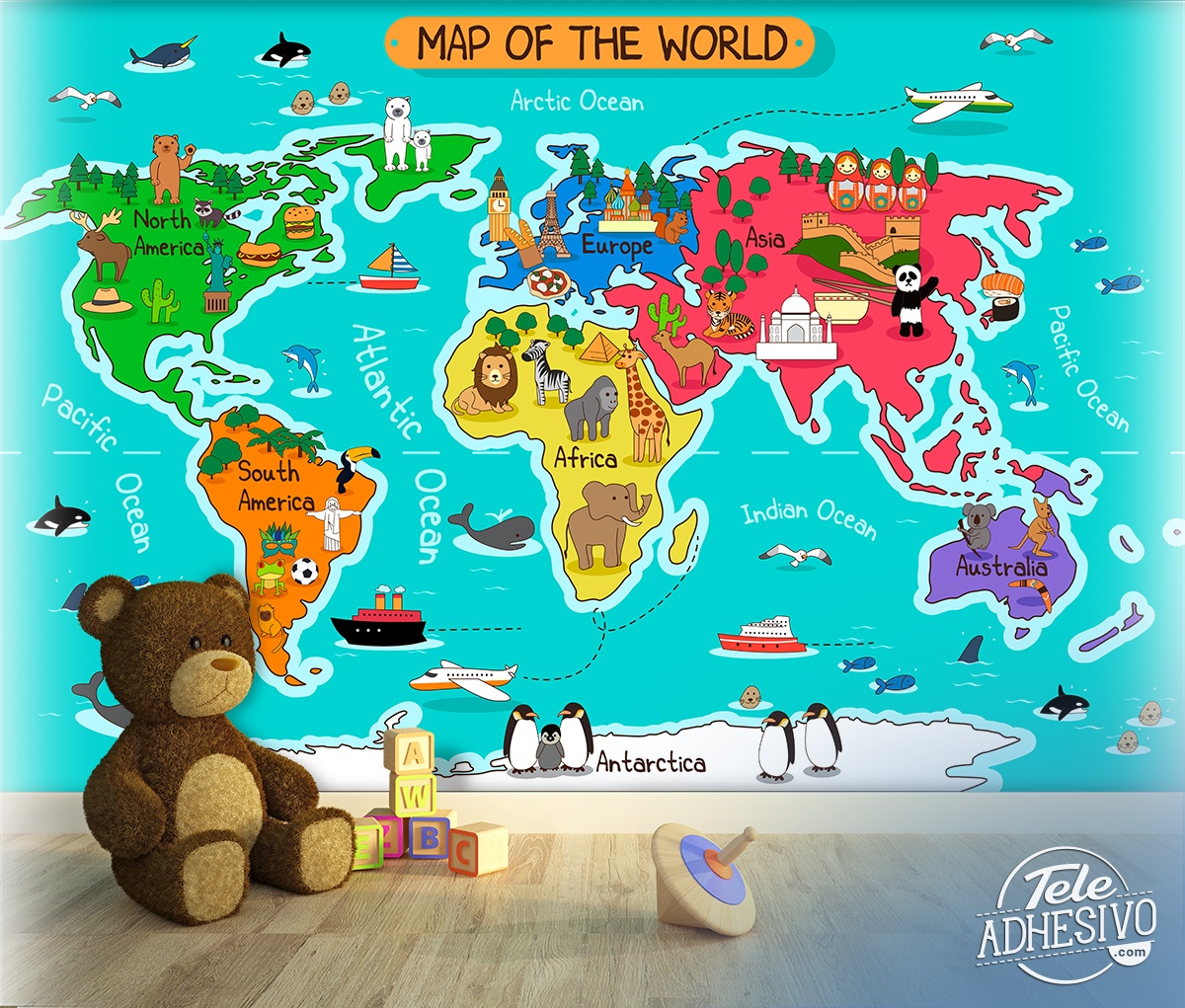 Wall Murals: Kid's World Map