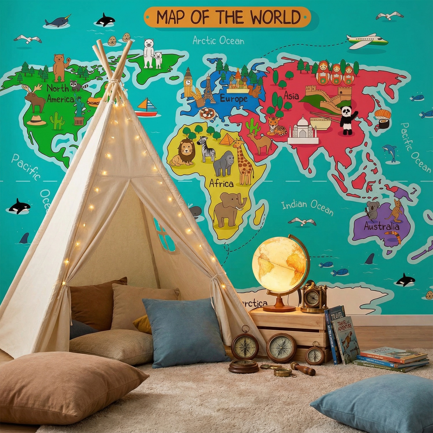 Wall Murals: Kid's World Map