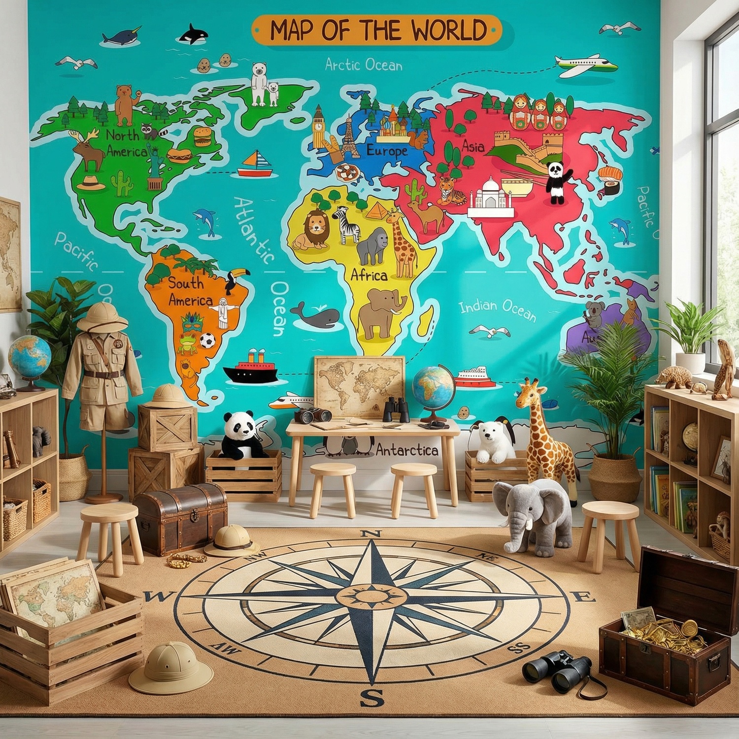 Wall Murals: Kid's World Map