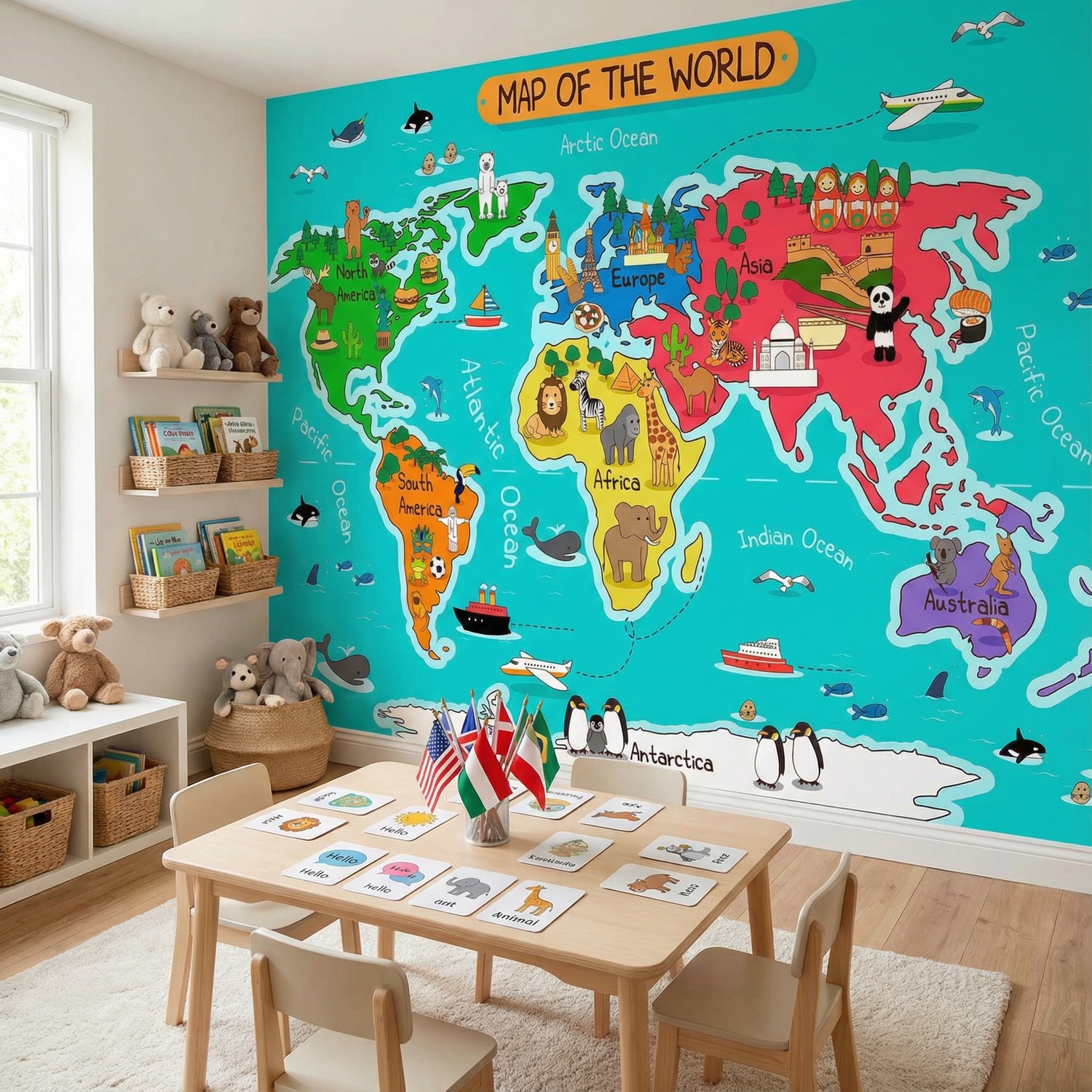 Wall Murals: Kid's World Map