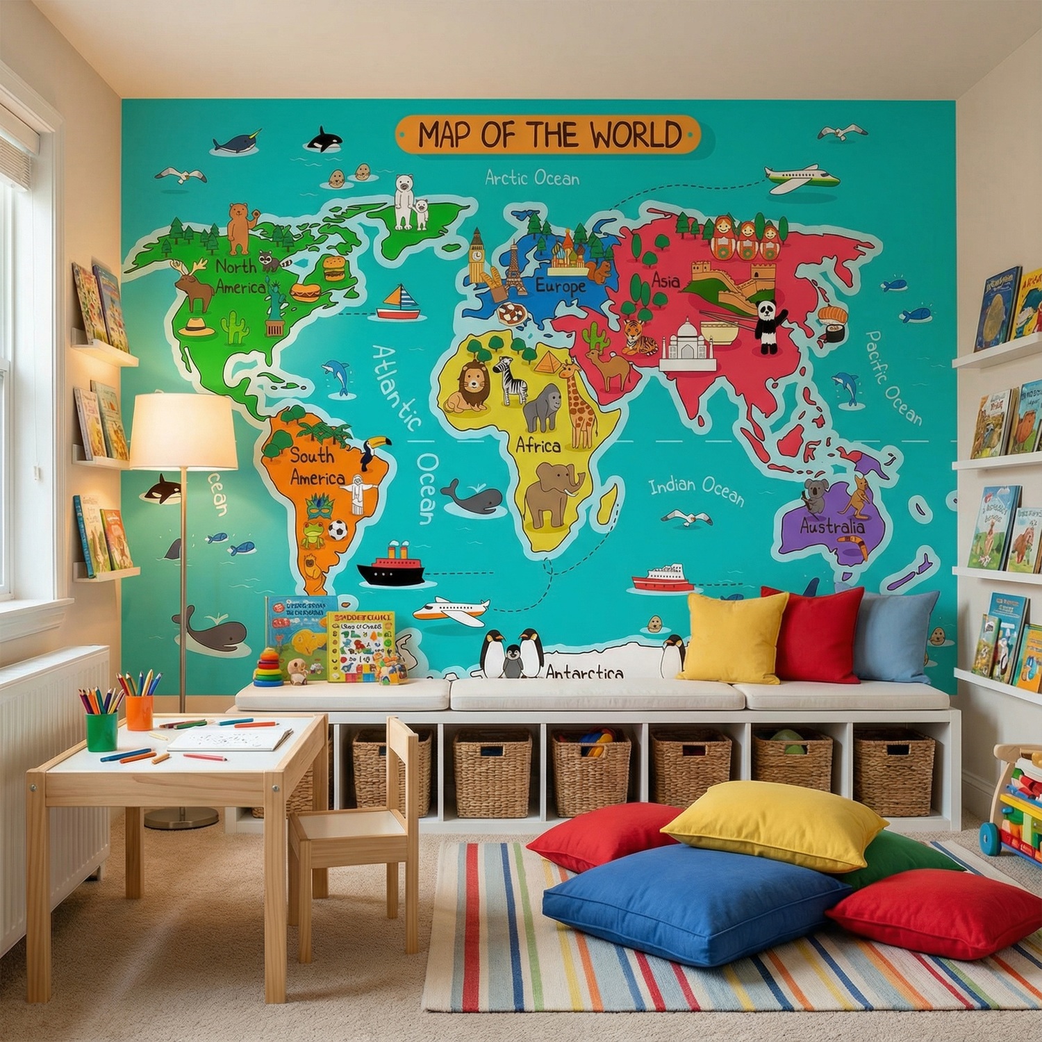 Wall Murals: Kid's World Map