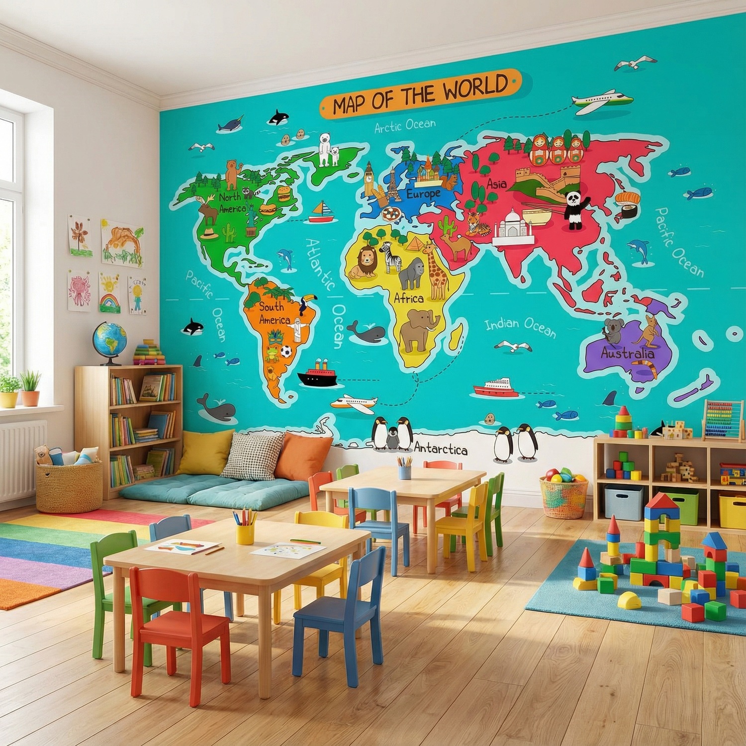 Wall Murals: Kid's World Map