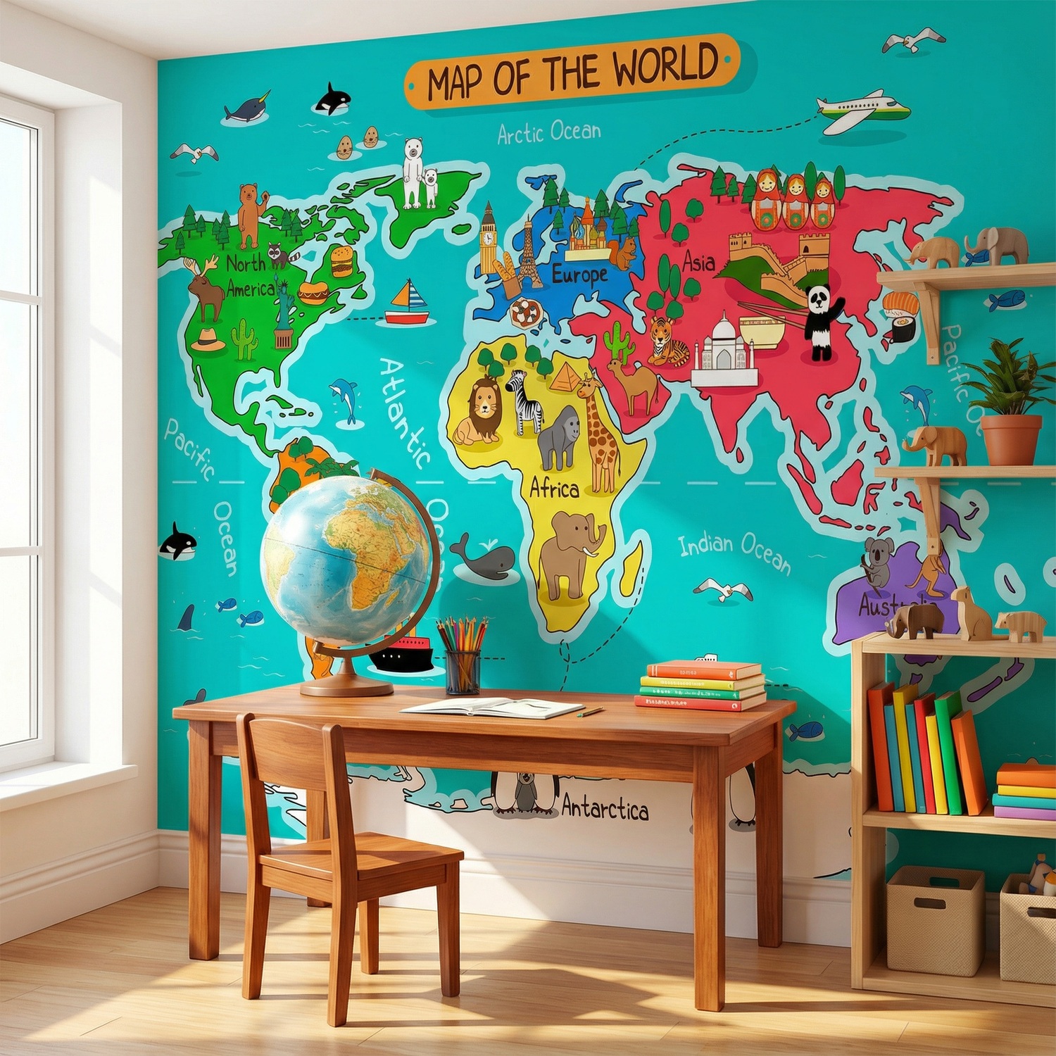 Wall Murals: Kid's World Map