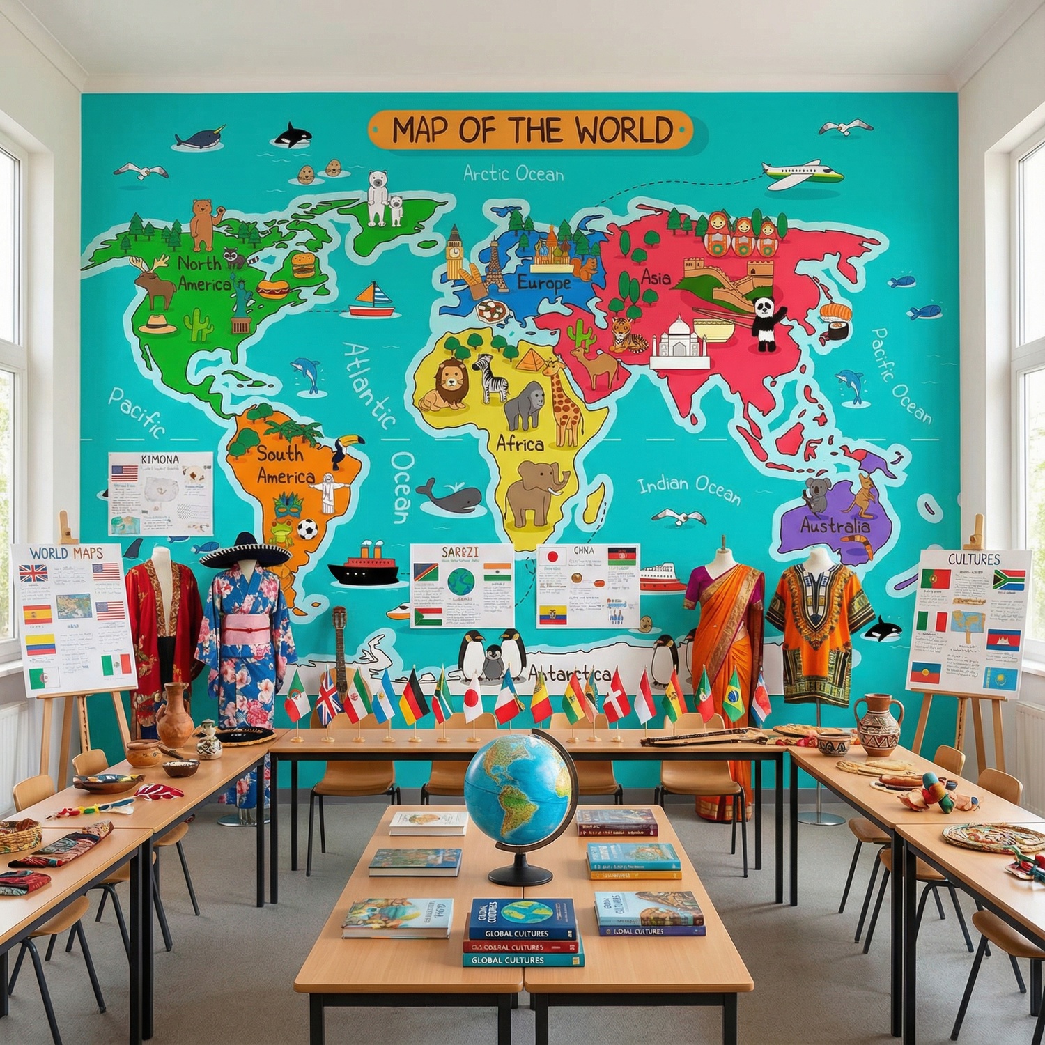 Wall Murals: Kid's World Map