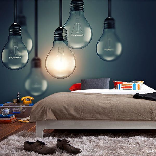 Wall mural Hanging light bulbs