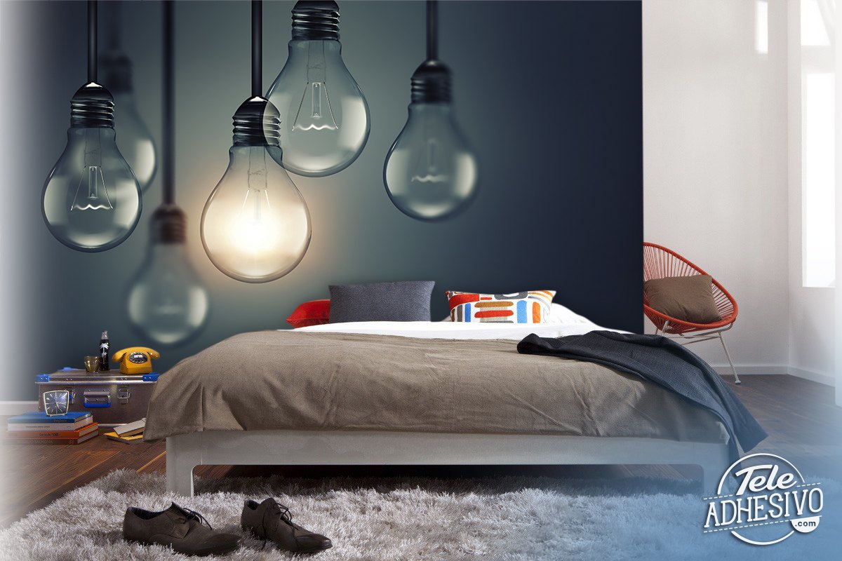 Wall mural Hanging light bulbs