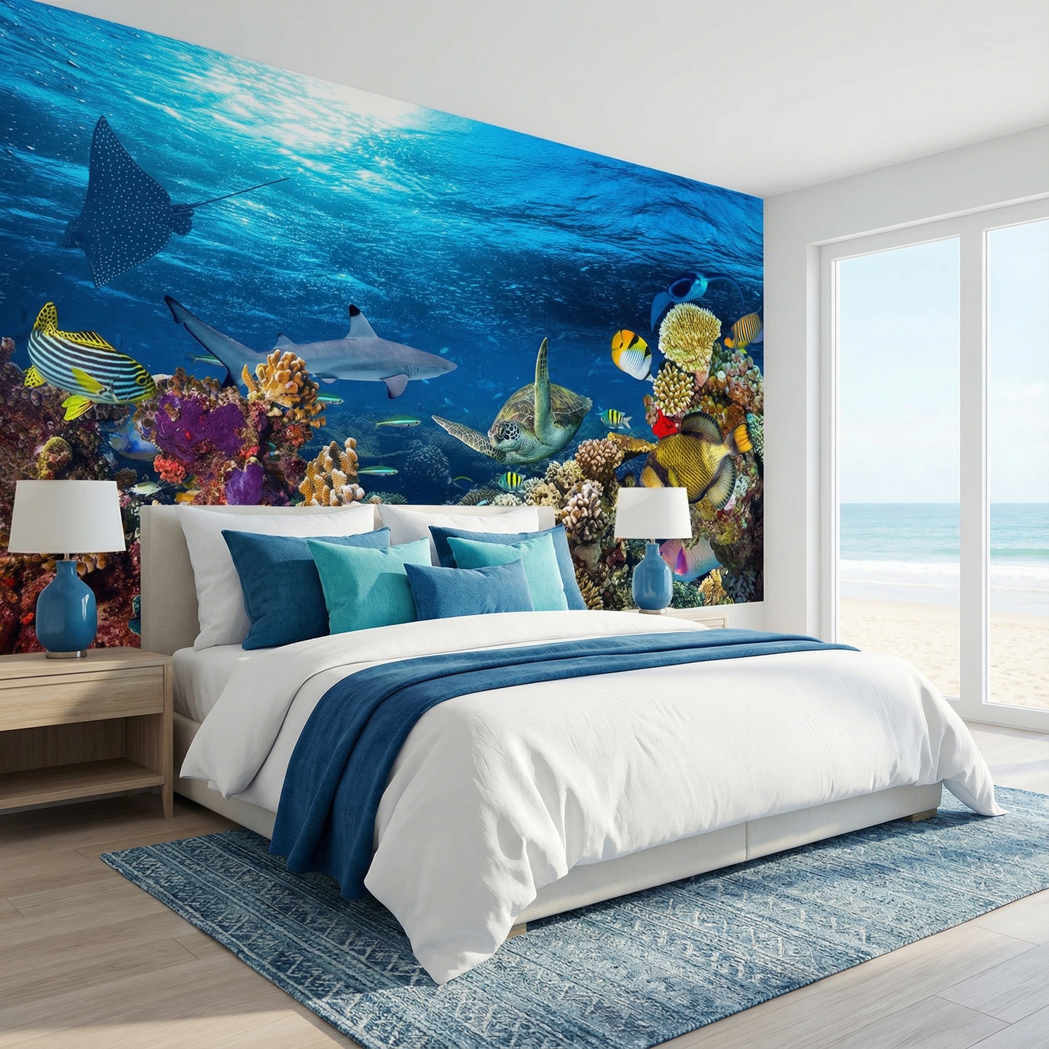 Wall Murals: Turtle in marine currents