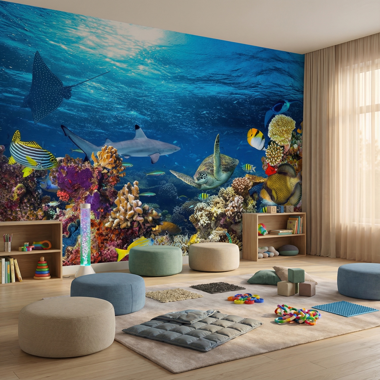 Wall Murals: Turtle in marine currents