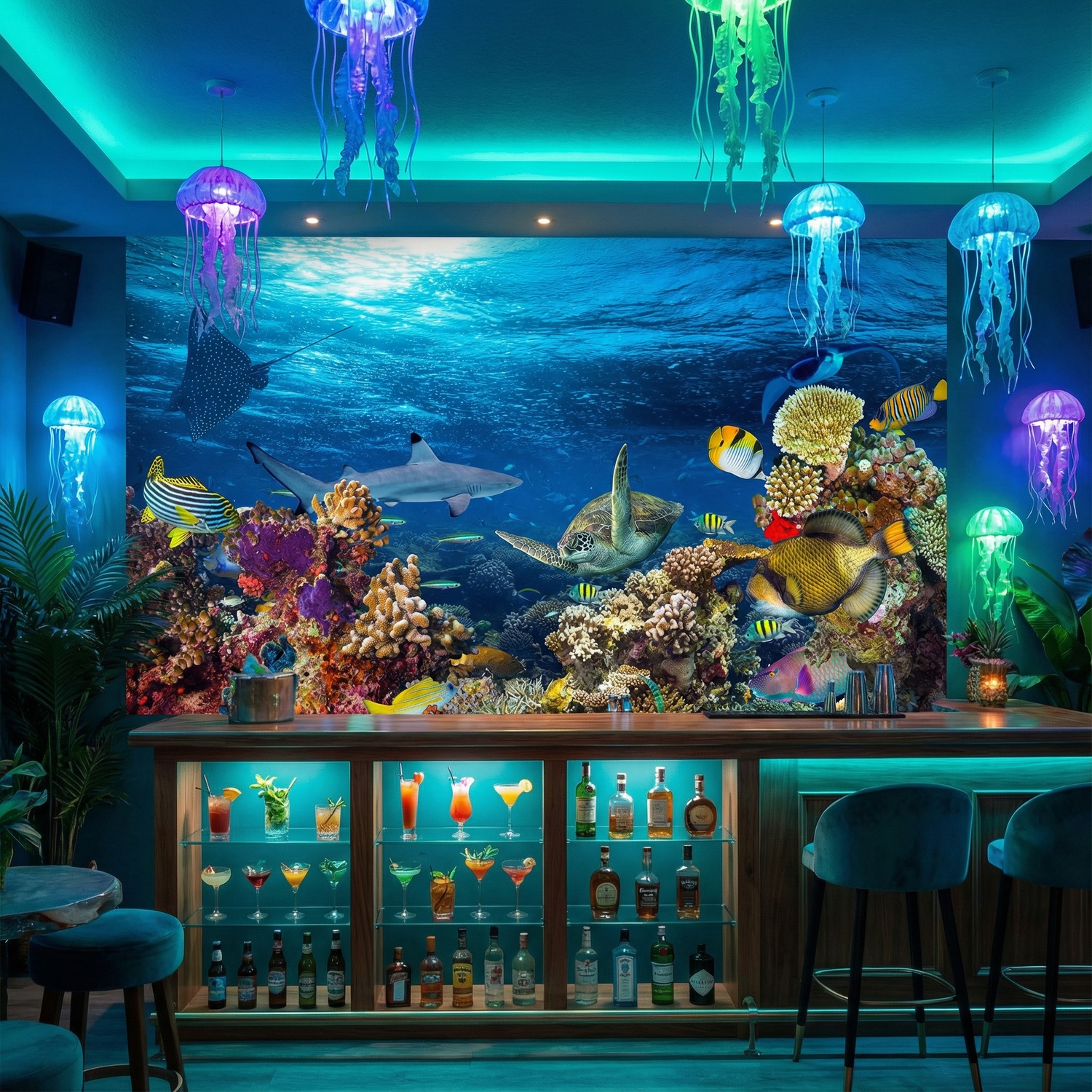 Wall Murals: Turtle in marine currents