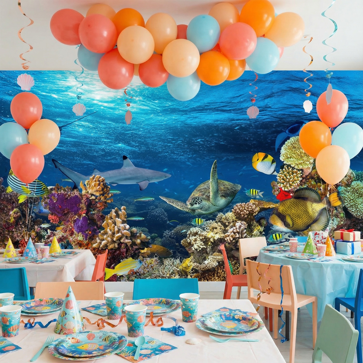 Wall Murals: Turtle in marine currents