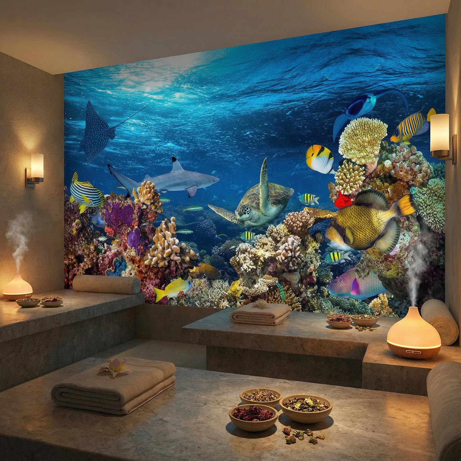 Wall Murals: Turtle in marine currents