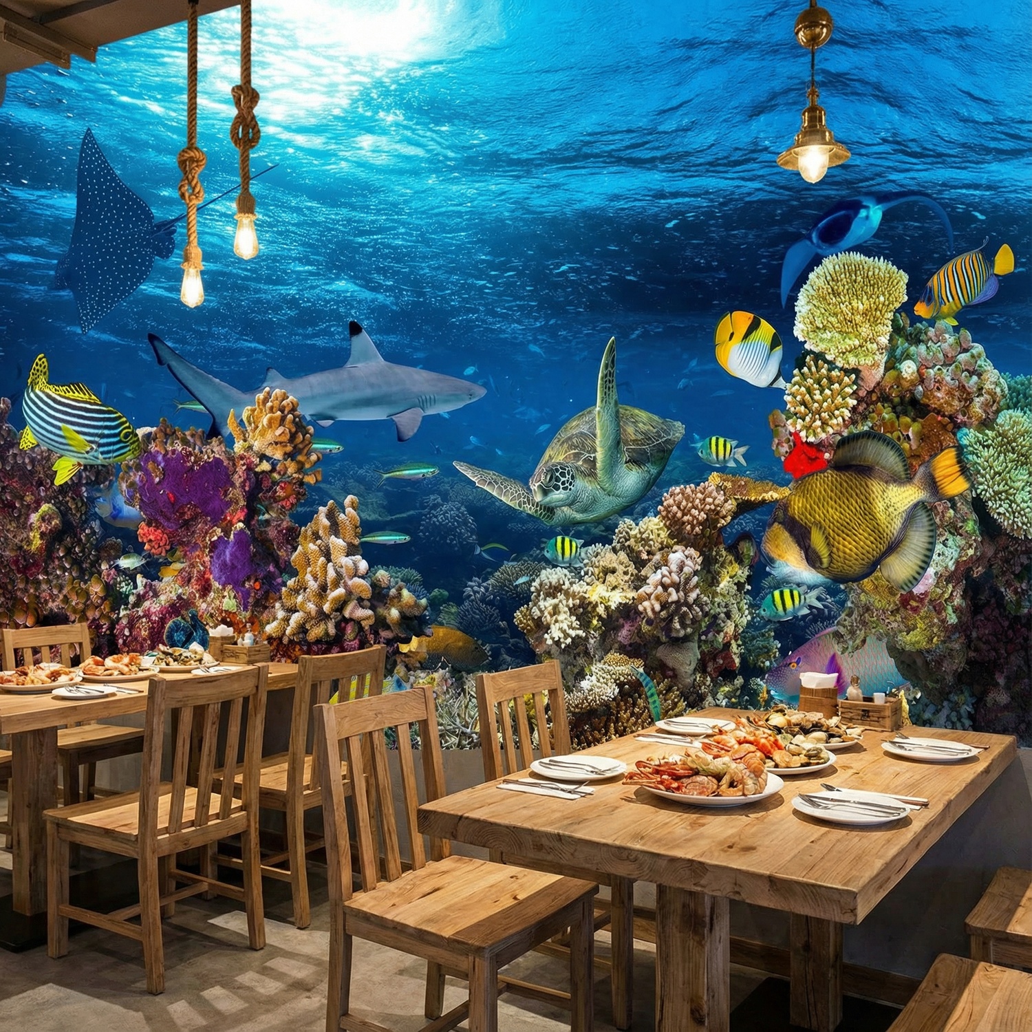 Wall Murals: Turtle in marine currents