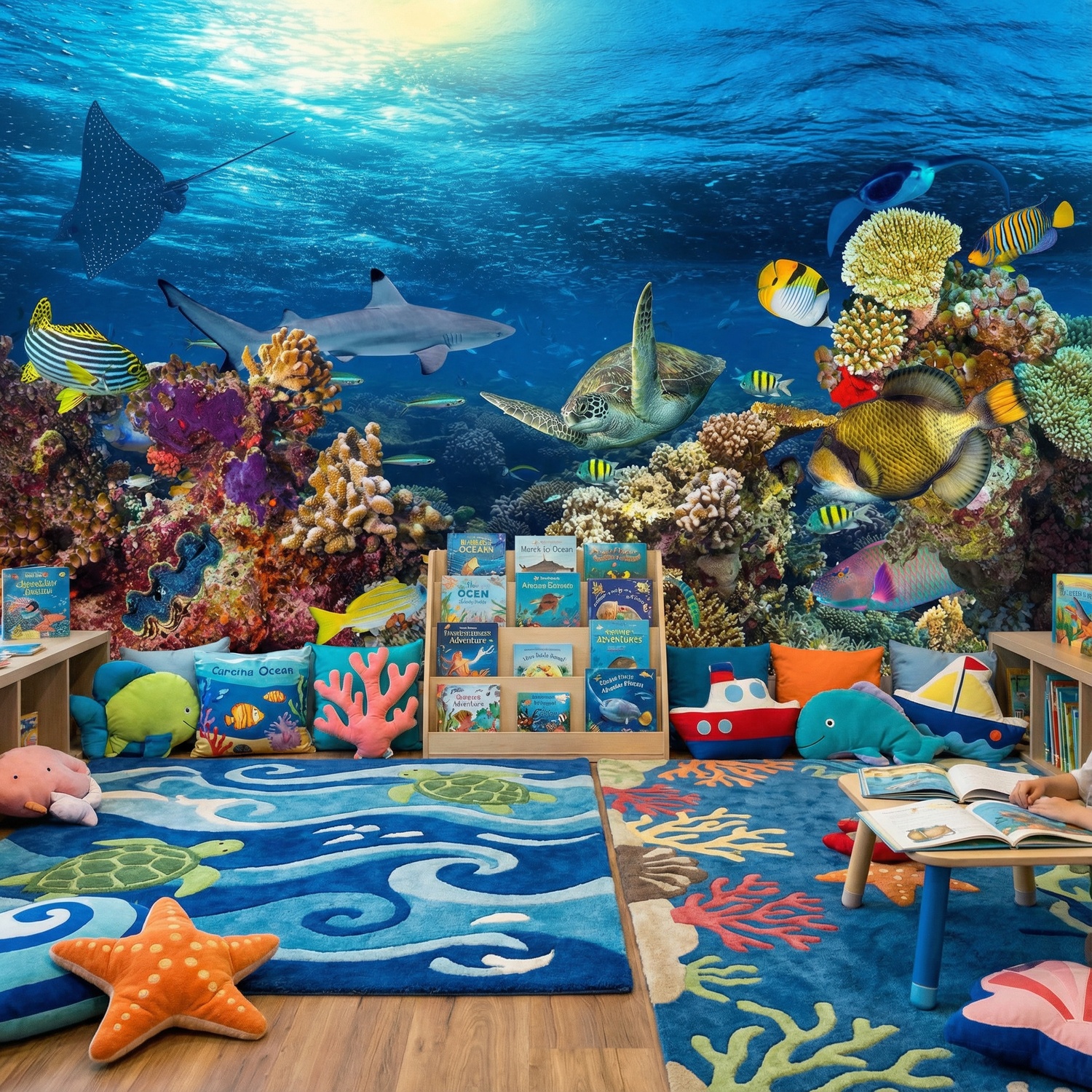 Wall Murals: Turtle in marine currents