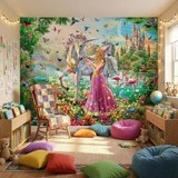Wall Murals: Princess and unicorn in a magical garden 14