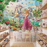 Wall Murals: Princess and unicorn in a magical garden 15