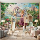 Wall Murals: Princess and unicorn in a magical garden 9
