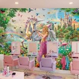Wall Murals: Princess and unicorn in a magical garden 10
